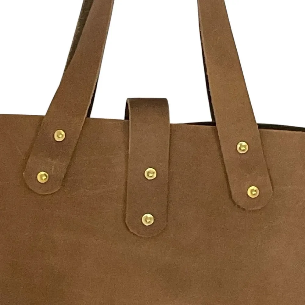 Handcrafted Chocolate Brown Leather Shoulder Tote Bag